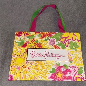 Lilly Pulitzer Pink and Yellow Floral Tote/Gift Bag